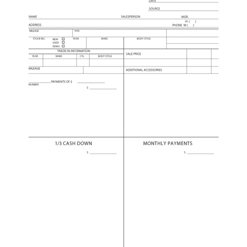 My Dealer Supply - Four Square Form/Customer Proposal