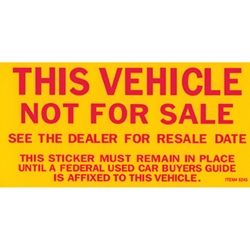 Vehicle Not For Sale Sticker