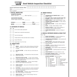 Used Vehicle Inspection Checklist