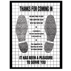 "Thanks for Coming In" Poly-Back floor mats.